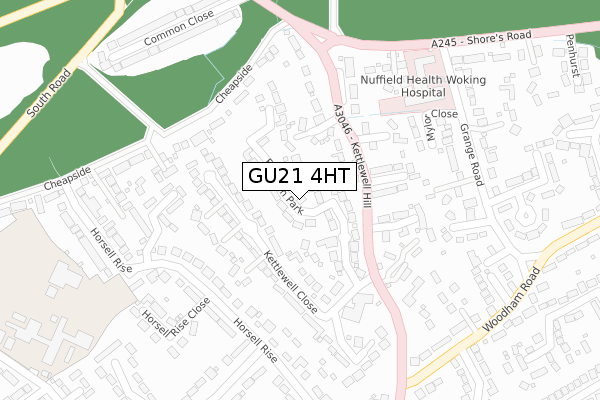 GU21 4HT map - large scale - OS Open Zoomstack (Ordnance Survey)