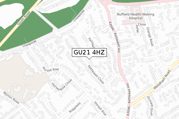 GU21 4HZ map - large scale - OS Open Zoomstack (Ordnance Survey)