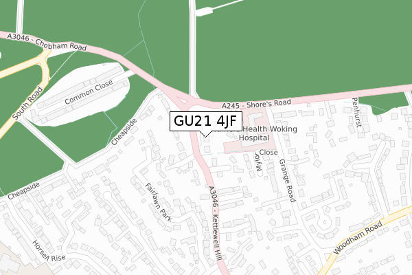 GU21 4JF map - large scale - OS Open Zoomstack (Ordnance Survey)