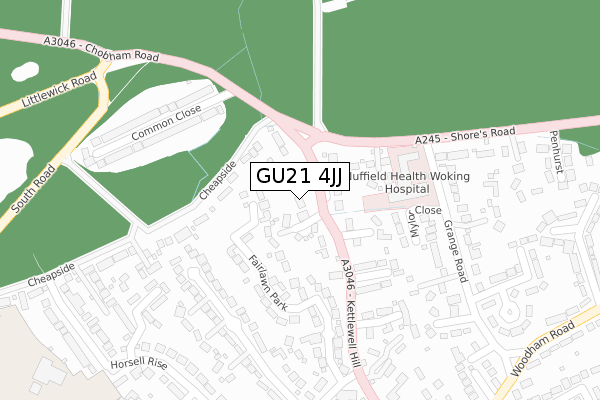 GU21 4JJ map - large scale - OS Open Zoomstack (Ordnance Survey)