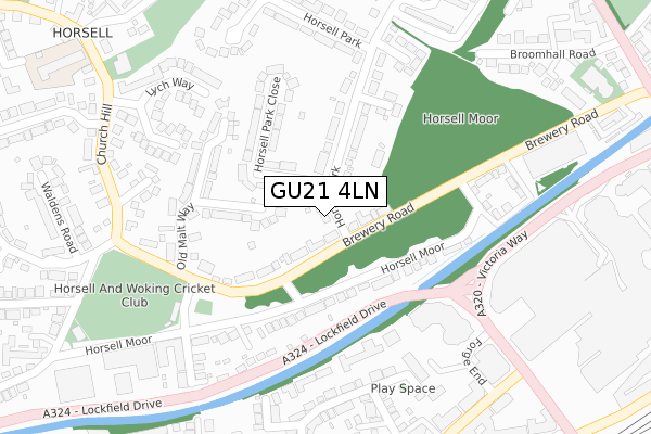 GU21 4LN map - large scale - OS Open Zoomstack (Ordnance Survey)