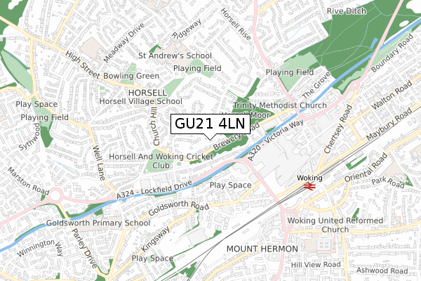 GU21 4LN map - small scale - OS Open Zoomstack (Ordnance Survey)