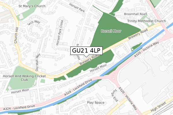 GU21 4LP map - large scale - OS Open Zoomstack (Ordnance Survey)