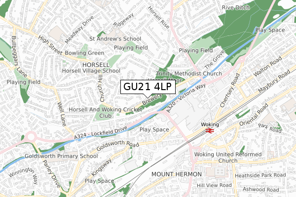 GU21 4LP map - small scale - OS Open Zoomstack (Ordnance Survey)