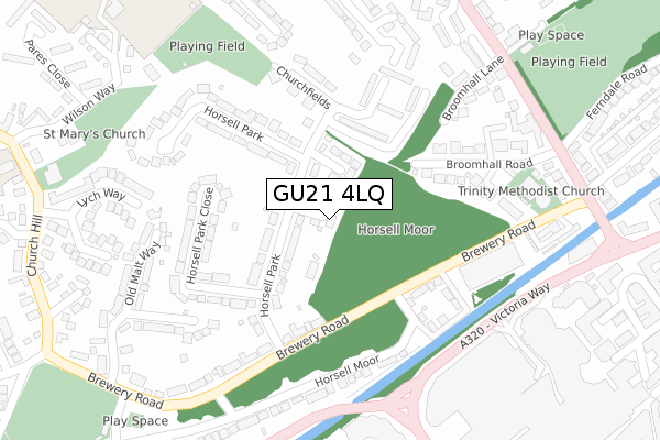 GU21 4LQ map - large scale - OS Open Zoomstack (Ordnance Survey)