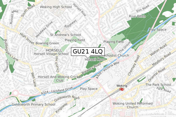 GU21 4LQ map - small scale - OS Open Zoomstack (Ordnance Survey)