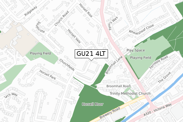 GU21 4LT map - large scale - OS Open Zoomstack (Ordnance Survey)