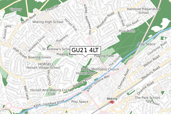 GU21 4LT map - small scale - OS Open Zoomstack (Ordnance Survey)