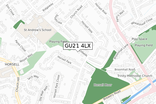 GU21 4LX map - large scale - OS Open Zoomstack (Ordnance Survey)