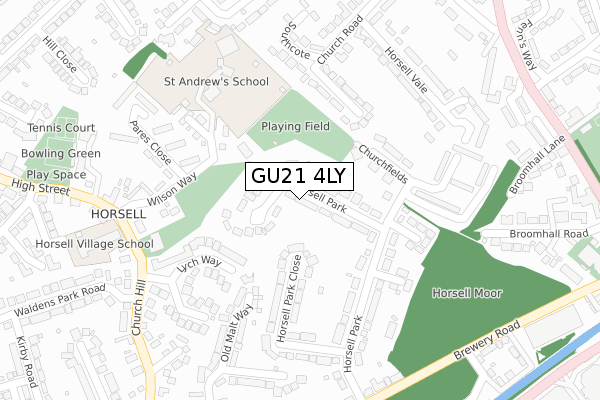 GU21 4LY map - large scale - OS Open Zoomstack (Ordnance Survey)