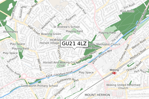 GU21 4LZ map - small scale - OS Open Zoomstack (Ordnance Survey)