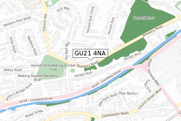 GU21 4NA map - large scale - OS Open Zoomstack (Ordnance Survey)