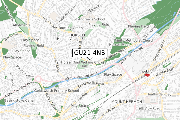 GU21 4NB map - small scale - OS Open Zoomstack (Ordnance Survey)