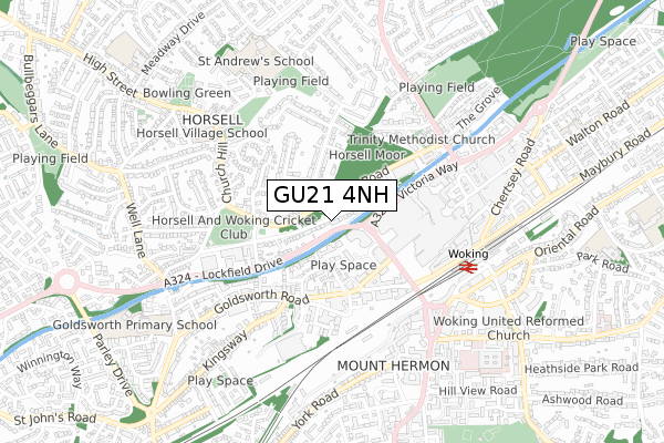 GU21 4NH map - small scale - OS Open Zoomstack (Ordnance Survey)