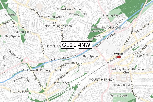 GU21 4NW map - small scale - OS Open Zoomstack (Ordnance Survey)