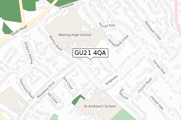 GU21 4QA map - large scale - OS Open Zoomstack (Ordnance Survey)