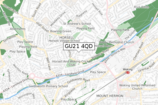 GU21 4QD map - small scale - OS Open Zoomstack (Ordnance Survey)