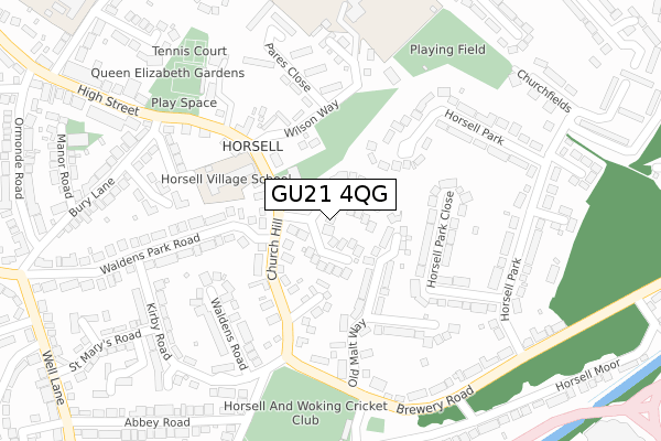 GU21 4QG map - large scale - OS Open Zoomstack (Ordnance Survey)