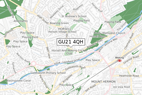 GU21 4QH map - small scale - OS Open Zoomstack (Ordnance Survey)