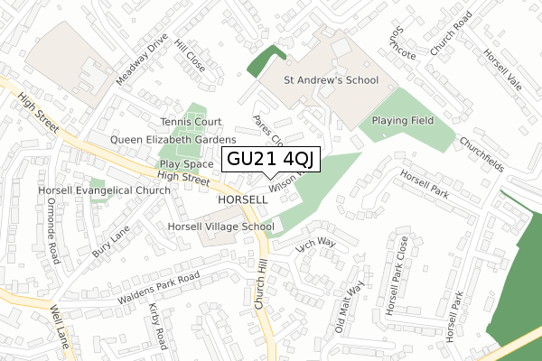 GU21 4QJ map - large scale - OS Open Zoomstack (Ordnance Survey)