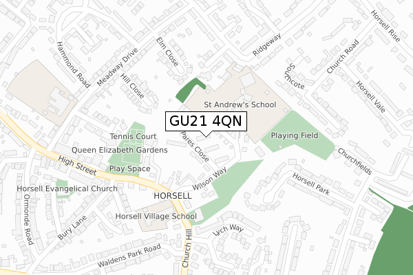 GU21 4QN map - large scale - OS Open Zoomstack (Ordnance Survey)