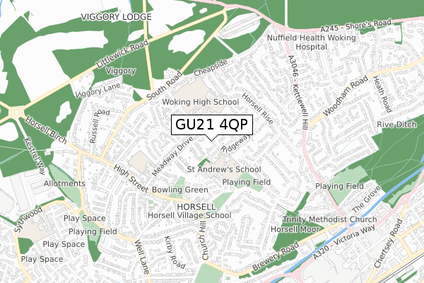 GU21 4QP map - small scale - OS Open Zoomstack (Ordnance Survey)