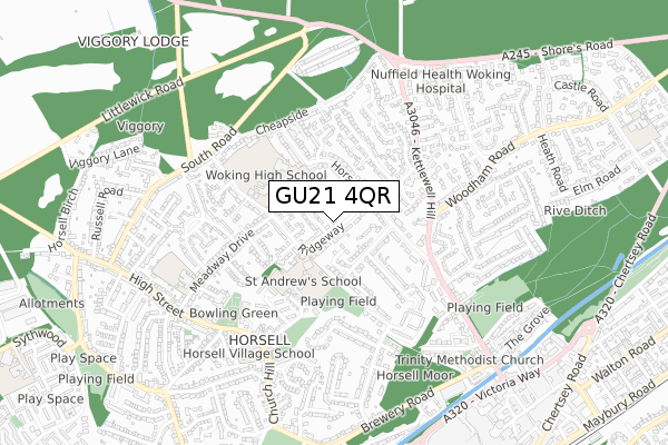 GU21 4QR map - small scale - OS Open Zoomstack (Ordnance Survey)