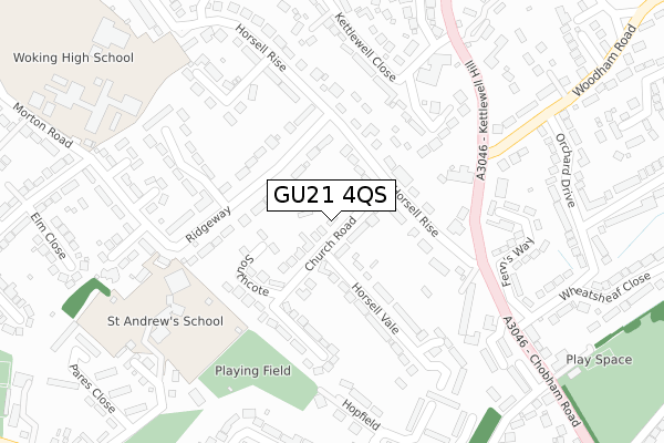 GU21 4QS map - large scale - OS Open Zoomstack (Ordnance Survey)