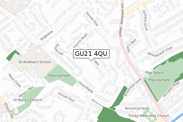 GU21 4QU map - large scale - OS Open Zoomstack (Ordnance Survey)