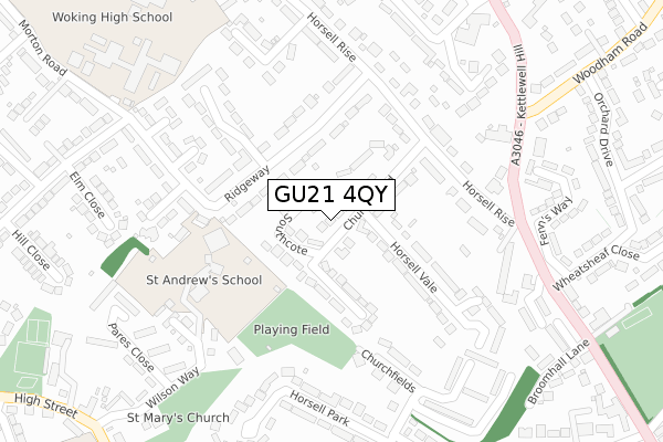 GU21 4QY map - large scale - OS Open Zoomstack (Ordnance Survey)