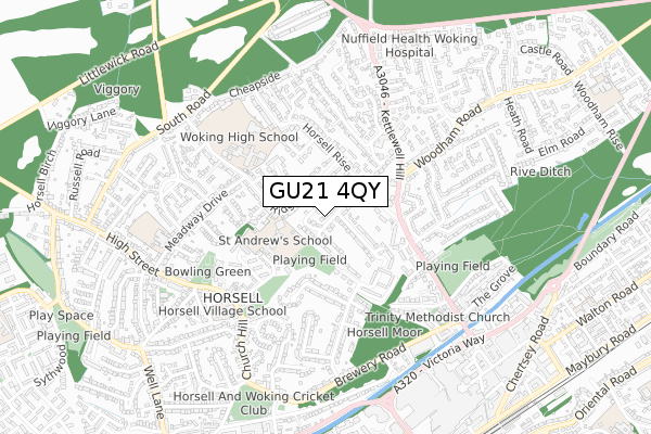 GU21 4QY map - small scale - OS Open Zoomstack (Ordnance Survey)