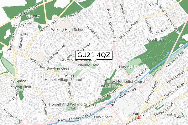 GU21 4QZ map - small scale - OS Open Zoomstack (Ordnance Survey)