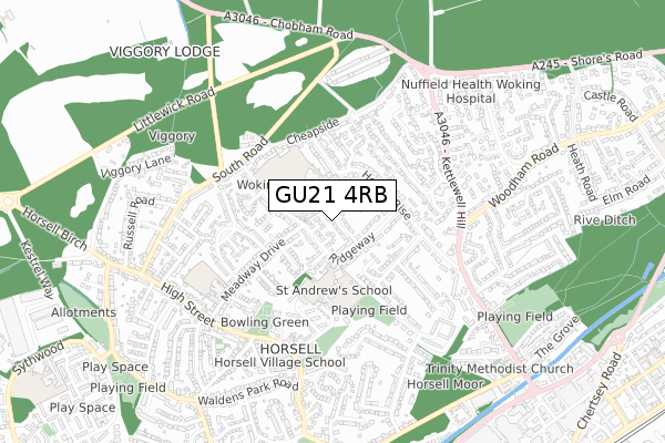 GU21 4RB map - small scale - OS Open Zoomstack (Ordnance Survey)