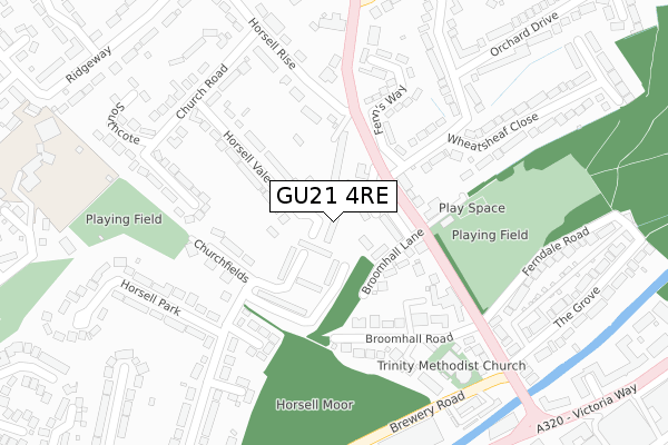 GU21 4RE map - large scale - OS Open Zoomstack (Ordnance Survey)