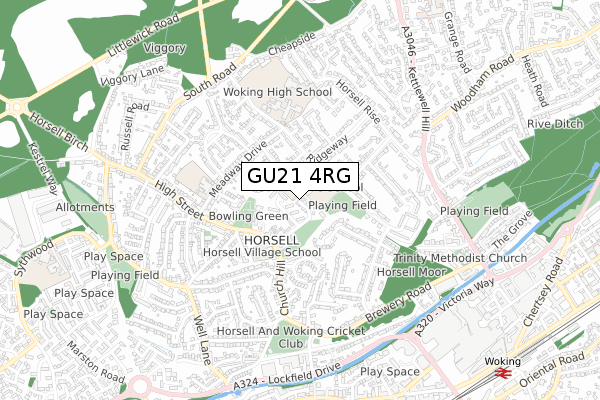 GU21 4RG map - small scale - OS Open Zoomstack (Ordnance Survey)