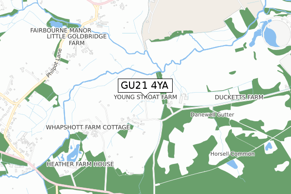 GU21 4YA map - small scale - OS Open Zoomstack (Ordnance Survey)