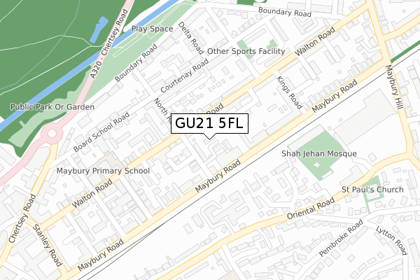 GU21 5FL map - large scale - OS Open Zoomstack (Ordnance Survey)