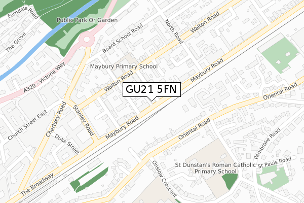 GU21 5FN map - large scale - OS Open Zoomstack (Ordnance Survey)