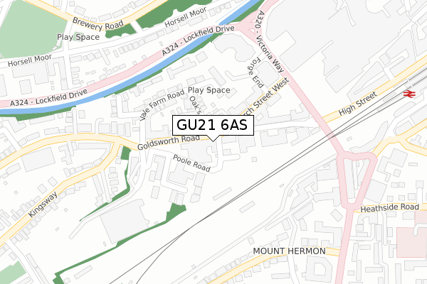 GU21 6AS map - large scale - OS Open Zoomstack (Ordnance Survey)