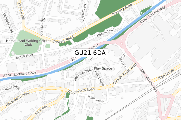 GU21 6DA map - large scale - OS Open Zoomstack (Ordnance Survey)