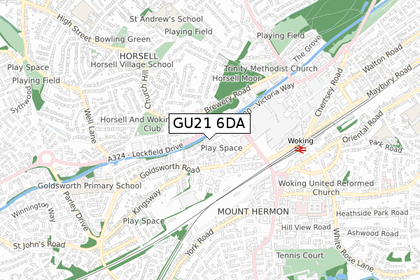 GU21 6DA map - small scale - OS Open Zoomstack (Ordnance Survey)