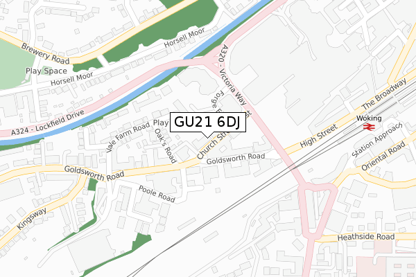 GU21 6DJ map - large scale - OS Open Zoomstack (Ordnance Survey)