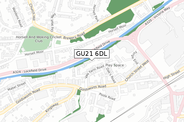 GU21 6DL map - large scale - OS Open Zoomstack (Ordnance Survey)