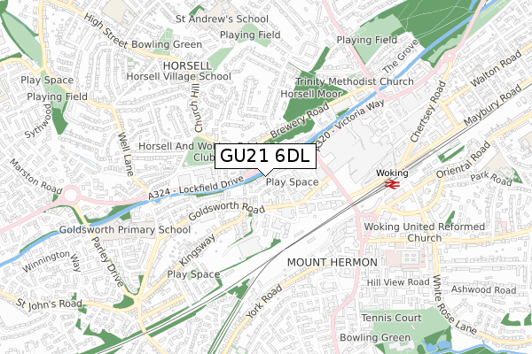 GU21 6DL map - small scale - OS Open Zoomstack (Ordnance Survey)