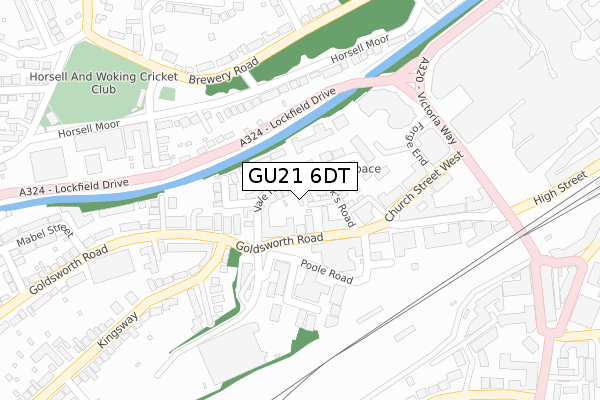 GU21 6DT map - large scale - OS Open Zoomstack (Ordnance Survey)