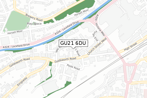 GU21 6DU map - large scale - OS Open Zoomstack (Ordnance Survey)