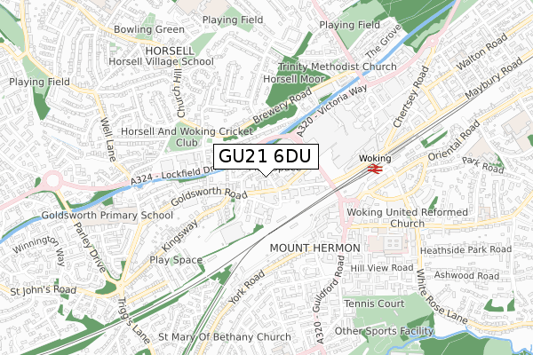 GU21 6DU map - small scale - OS Open Zoomstack (Ordnance Survey)