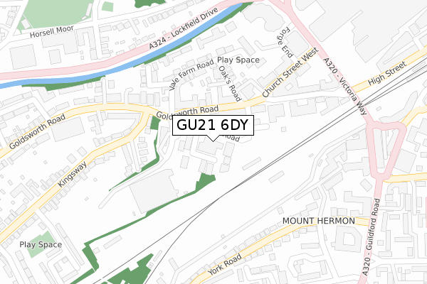 GU21 6DY map - large scale - OS Open Zoomstack (Ordnance Survey)