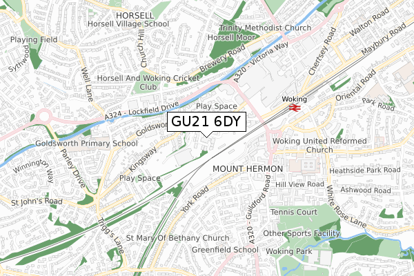 GU21 6DY map - small scale - OS Open Zoomstack (Ordnance Survey)