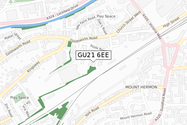 GU21 6EE map - large scale - OS Open Zoomstack (Ordnance Survey)